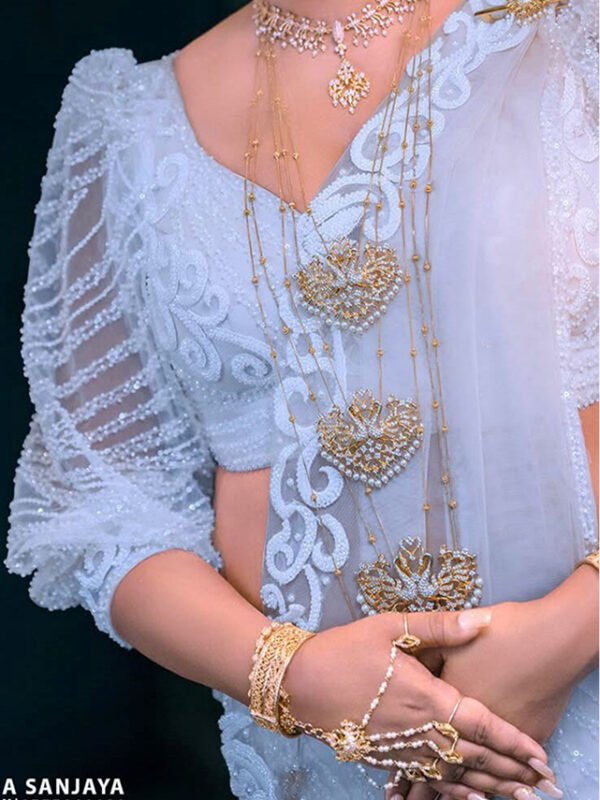 Kandyan Bridal Saree with Lace and Bead Work - BRD1431