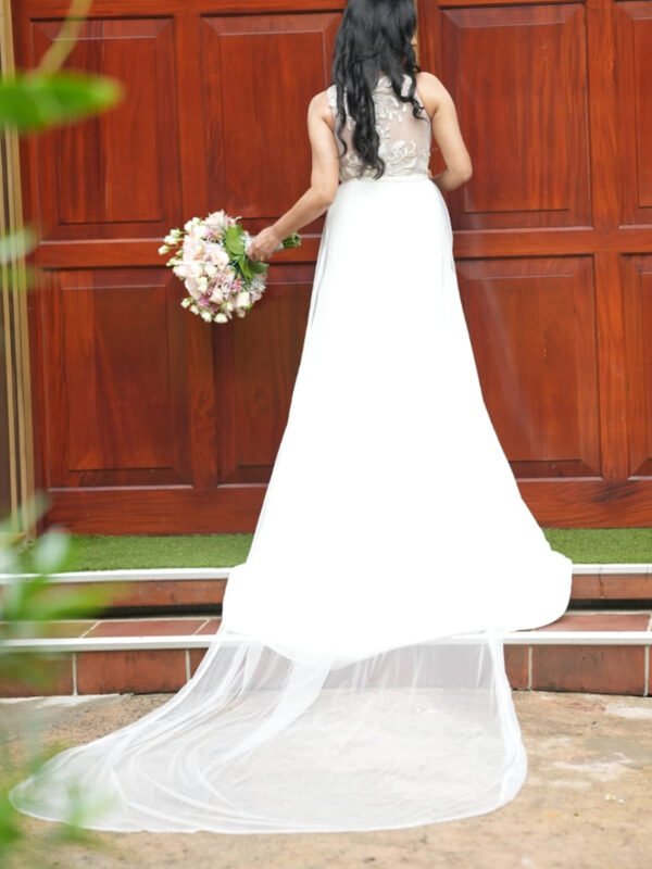 White Bridal Frock with Beaded Bodice - BRD1424