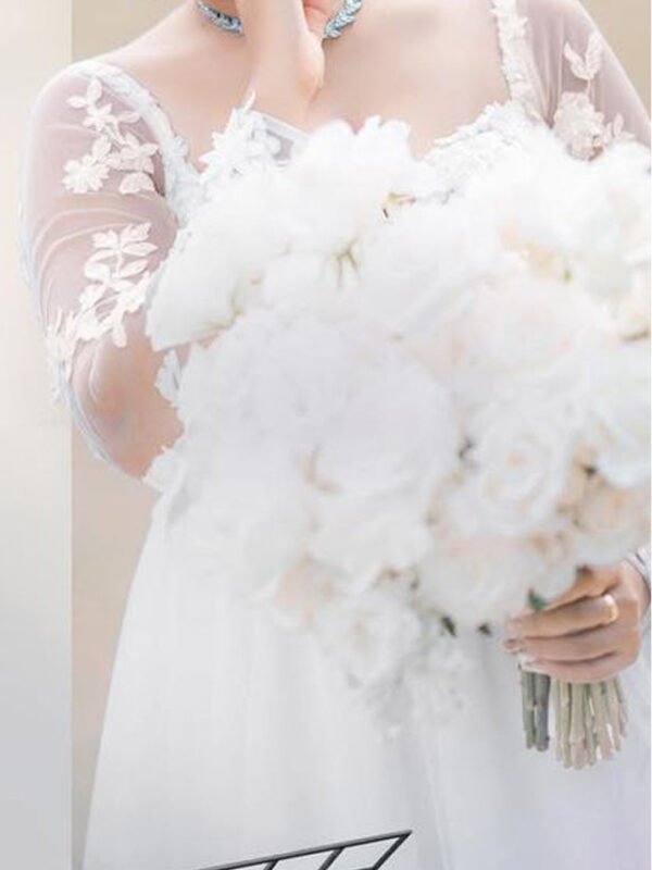 White Long-Sleeve Bridal Gown - BRD1660