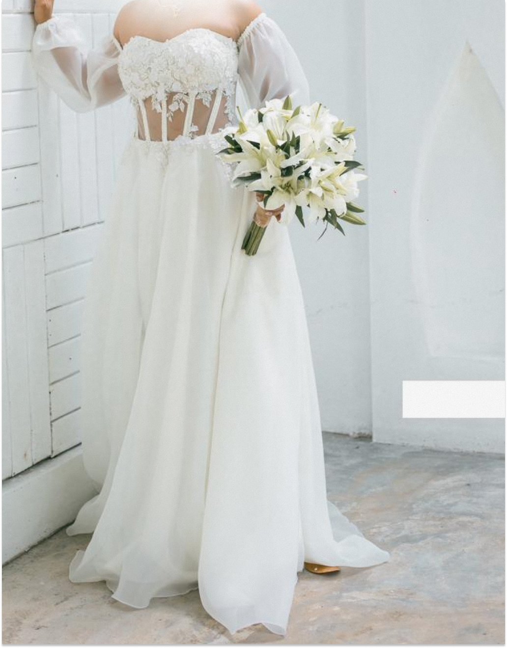 Modern Off-Shoulder White Bridal Gown - BRD1669 - Image 3