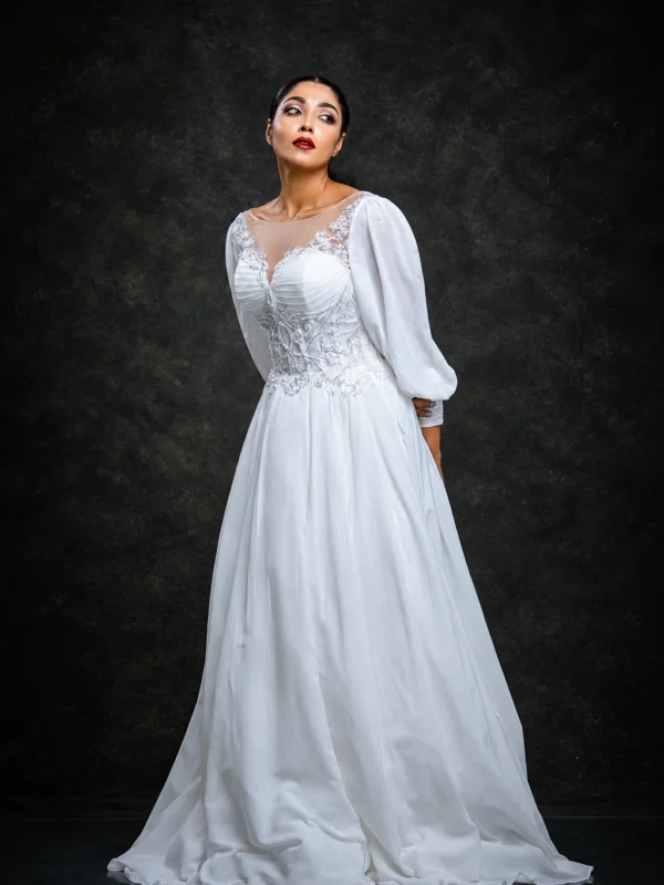 Long Sleeve Engagement Bridal Frock