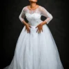 Long Sleeve White Wedding Frock