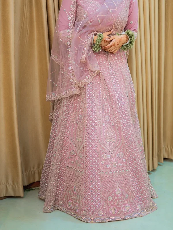 dusty pink muslim bridal lehenga