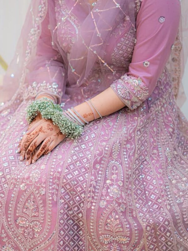 dusty pink muslim bridal lehenga